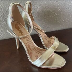 Sam Edelman gold leather heeled sandals, size 8.5M